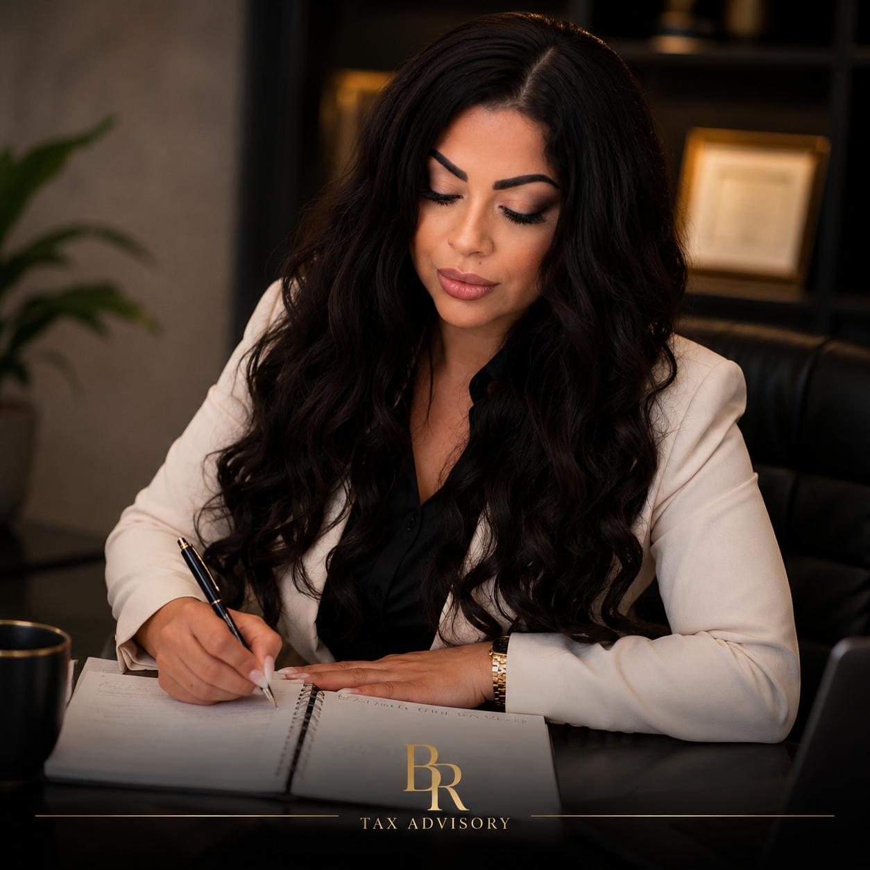 Brenda Reyes working in her office